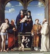 Francesco Francia The Virgin and Child and Saint Anne Enthroned with Saints Sebstian,Paul,John,Lawrence and Benedict Spain oil painting artist
